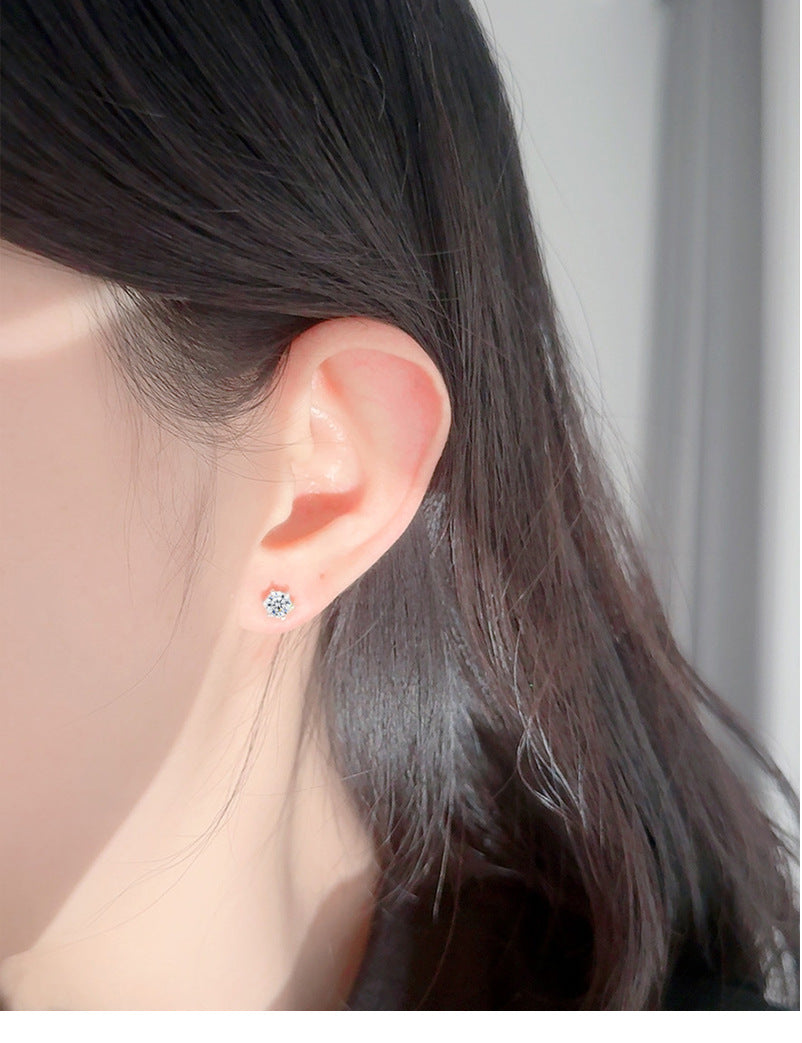 For Stud Earrings In 925 Sterling Silver, Silver Color, Classic And Elegant Design