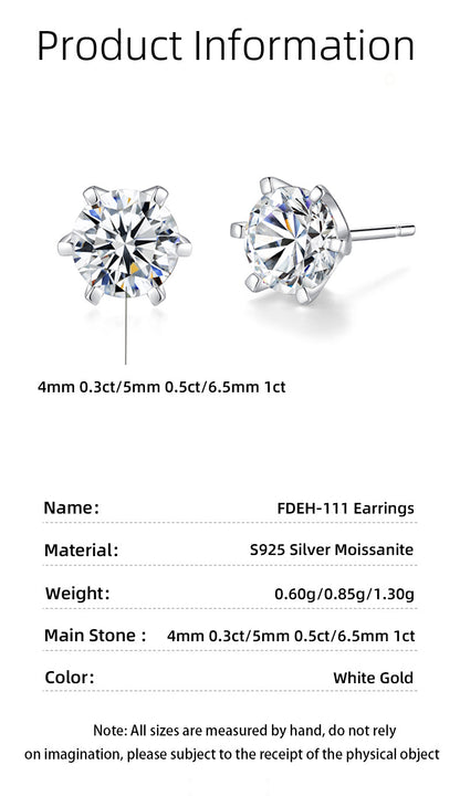 For Stud Earrings In 925 Sterling Silver, Silver Color, Classic And Elegant Design