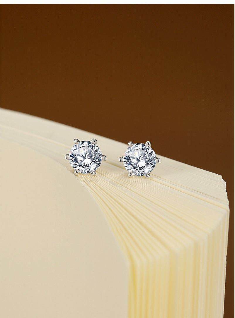 For Stud Earrings In 925 Sterling Silver, Silver Color, Classic And Elegant Design