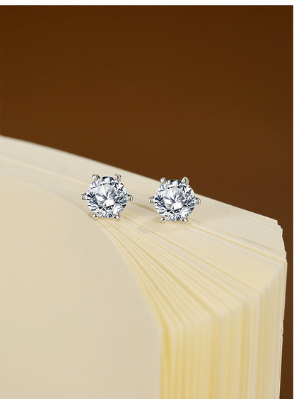 For Stud Earrings In 925 Sterling Silver, Silver Color, Classic And Elegant Design