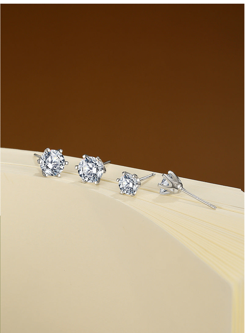 For Stud Earrings In 925 Sterling Silver, Silver Color, Classic And Elegant Design