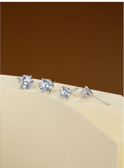 For Stud Earrings In 925 Sterling Silver, Silver Color, Classic And Elegant Design
