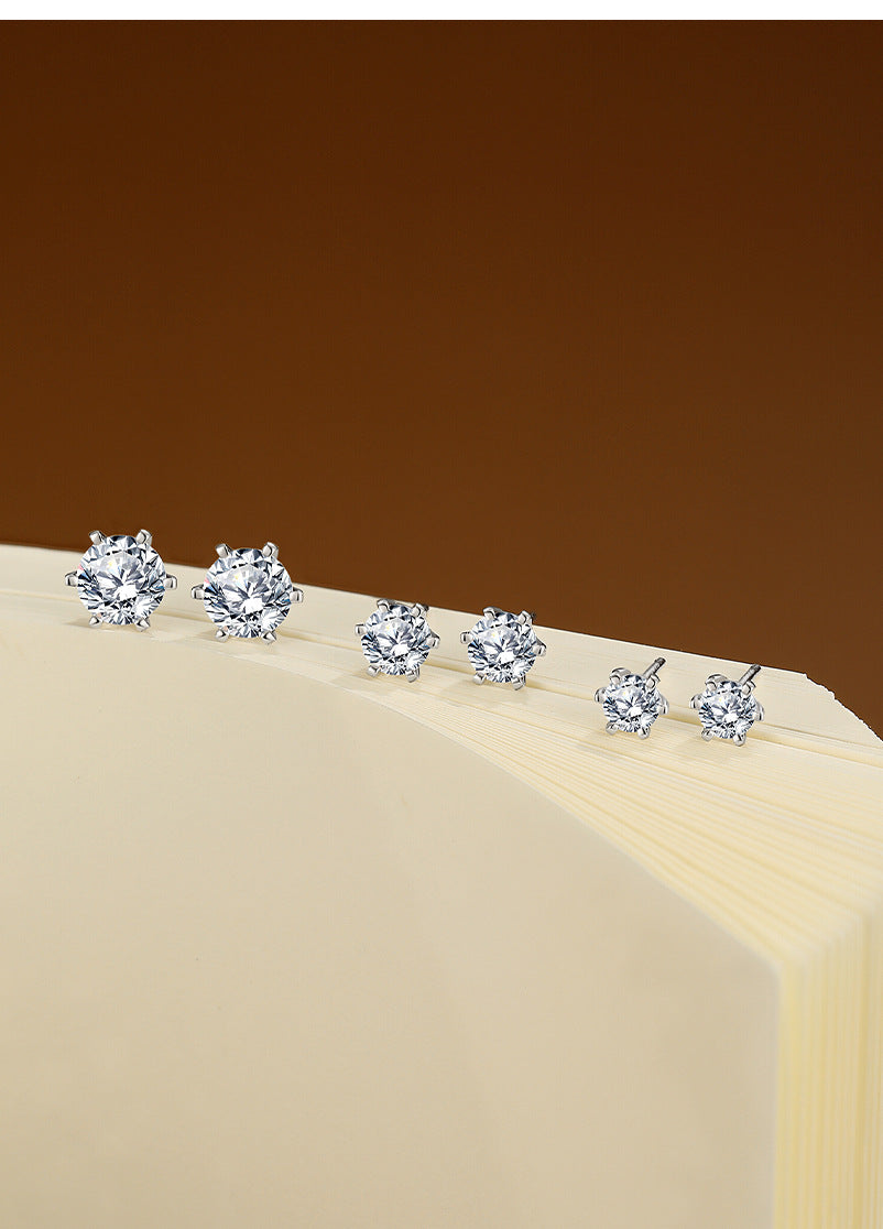 For Stud Earrings In 925 Sterling Silver, Silver Color, Classic And Elegant Design