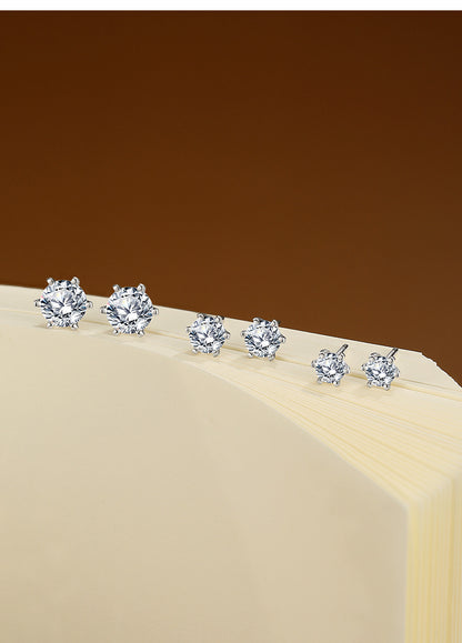 For Stud Earrings In 925 Sterling Silver, Silver Color, Classic And Elegant Design