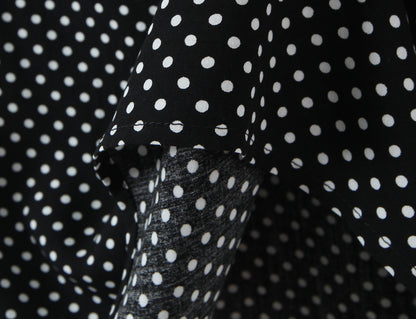 Polka Dots Sleeveless Strap Dress With Deep V Neckline In Polyester Maxi Long Dress