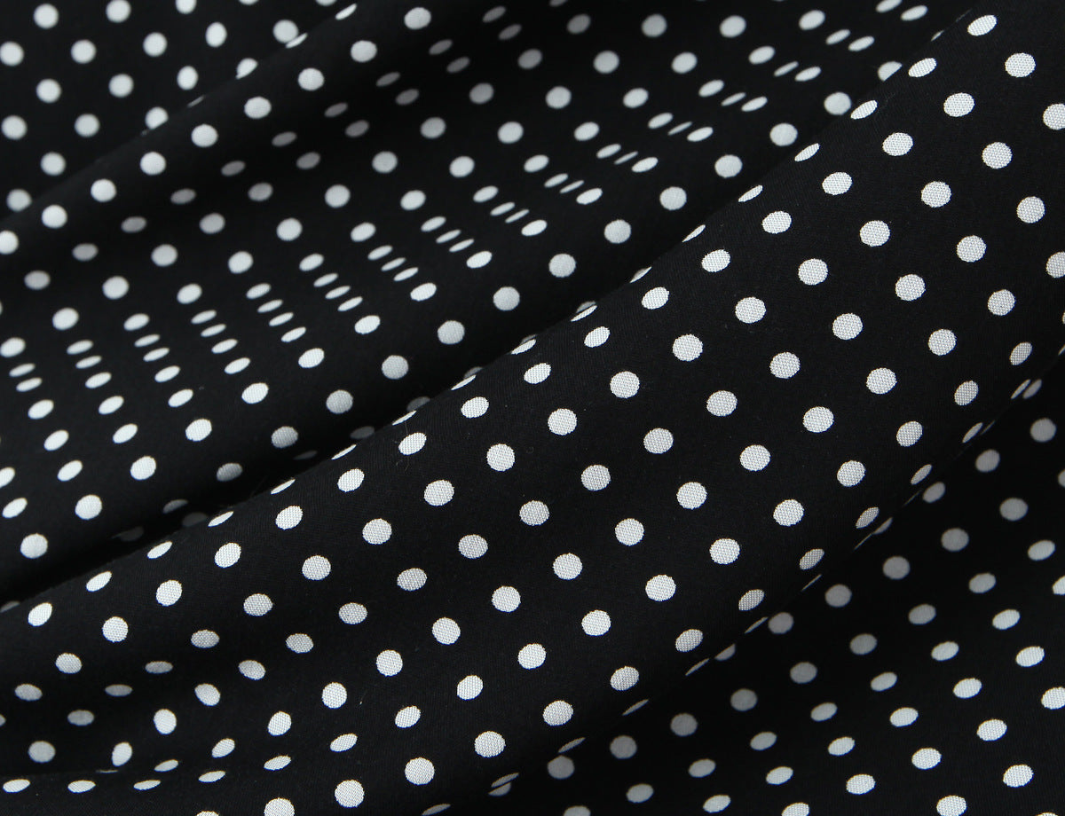 Polka Dots Sleeveless Strap Dress With Deep V Neckline In Polyester Maxi Long Dress