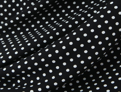 Polka Dots Sleeveless Strap Dress With Deep V Neckline In Polyester Maxi Long Dress