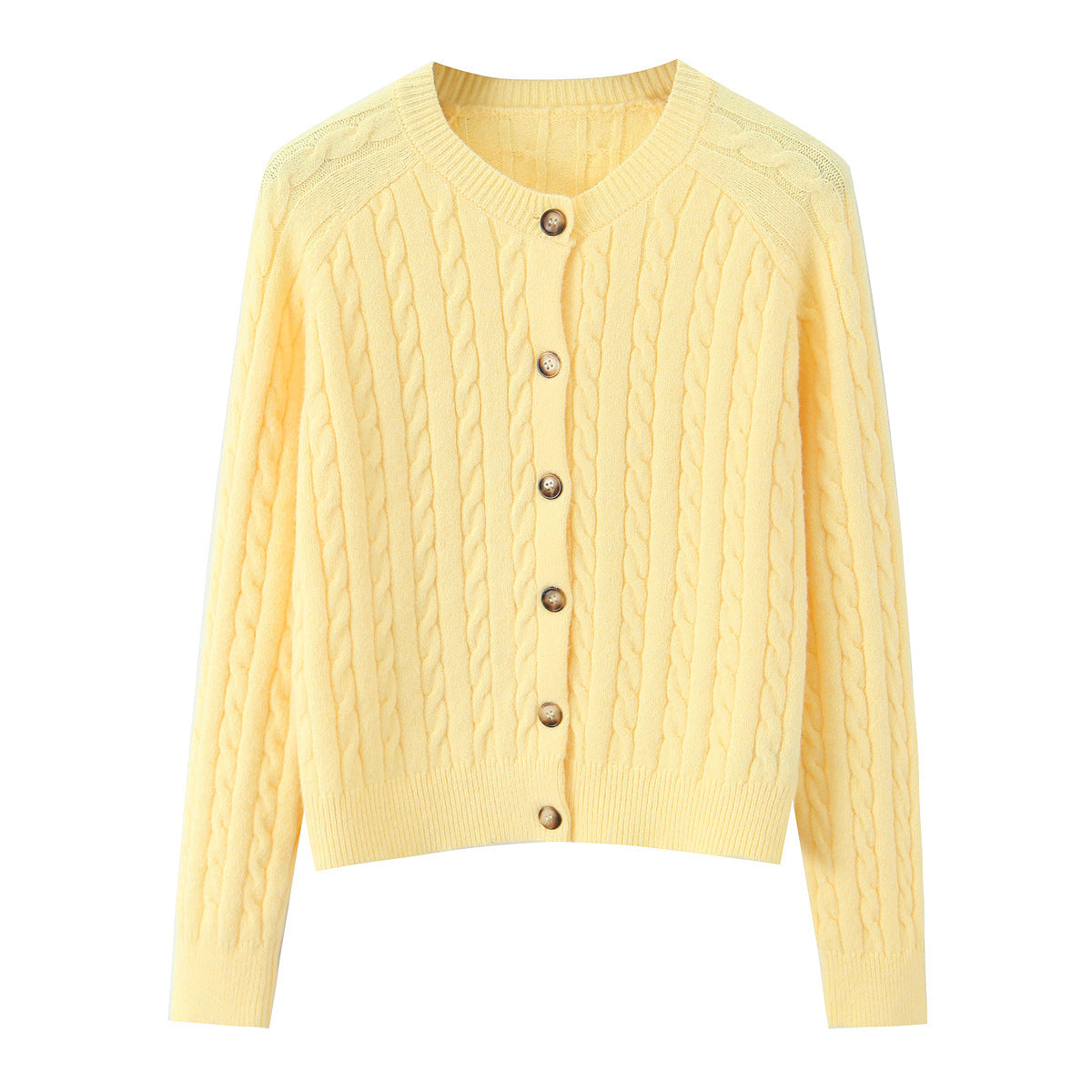 Long Sleeve Polyester Sweater For Women With Round Neck And Single Breasted Closure