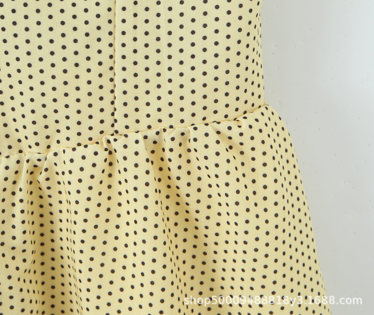 Sleeveless V Neck Polka Dot Dress In Polyester Fabric With Slim Fit And Knee-Length Design