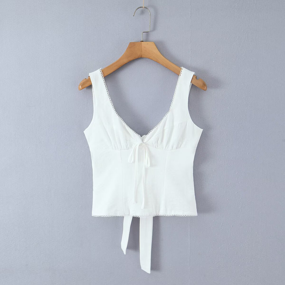 Solid Color Acrylic Vest With V Neck, Skinny Fit And Short Length