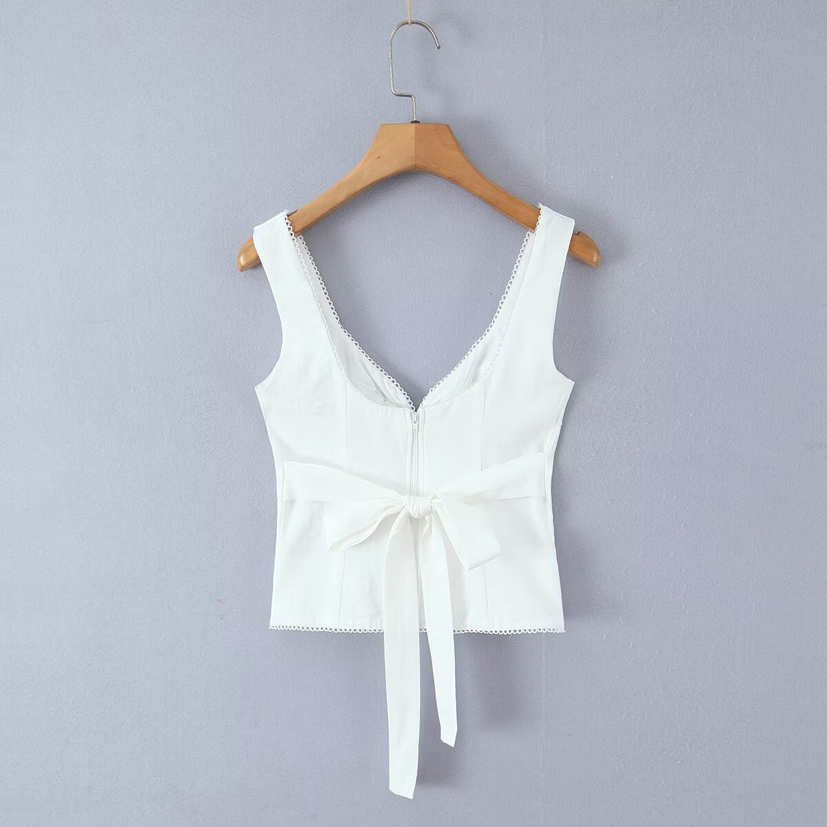 Solid Color Acrylic Vest With V Neck, Skinny Fit And Short Length