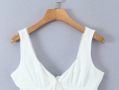 Solid Color Acrylic Vest With V Neck, Skinny Fit And Short Length
