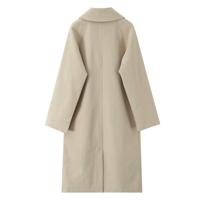Single Breasted Women's Trench Coat With Lapel Collar And Long Sleeves, Regular Fit In Polyester Fabric