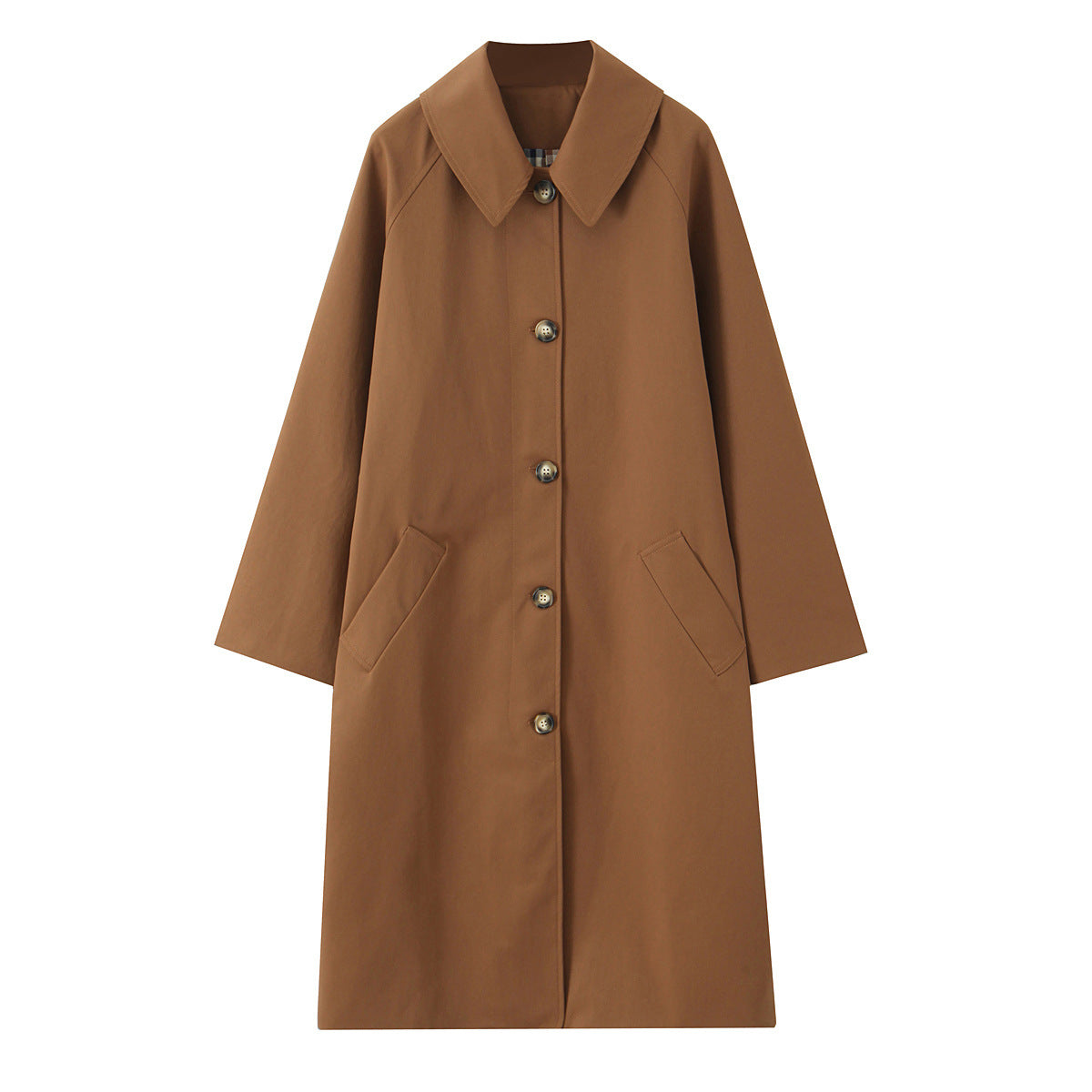 Single Breasted Women's Trench Coat With Lapel Collar And Long Sleeves, Regular Fit In Polyester Fabric