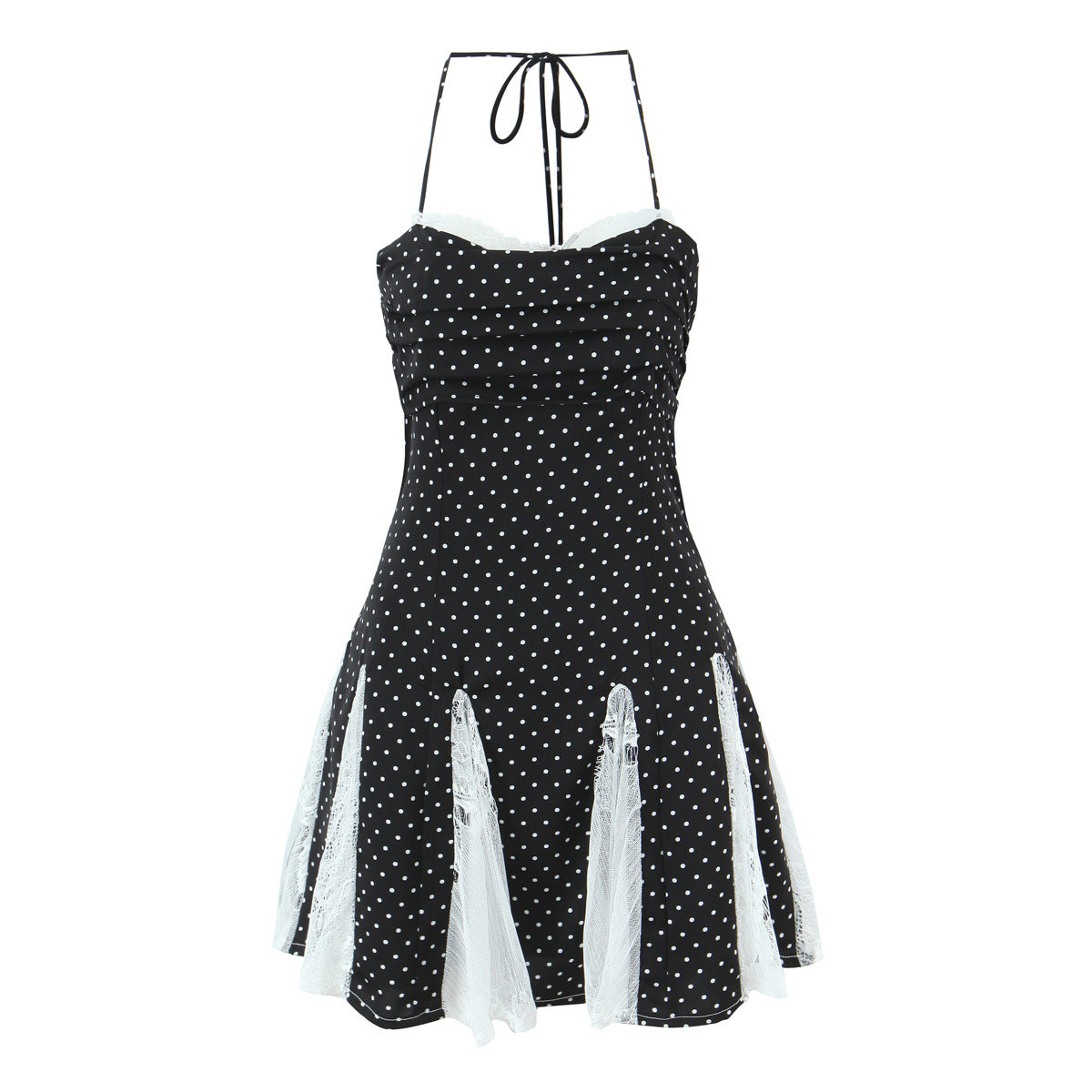 Sexy Color Block Polka Dot Dress Sleeveless Collarless Design In Polyester Knee-Length