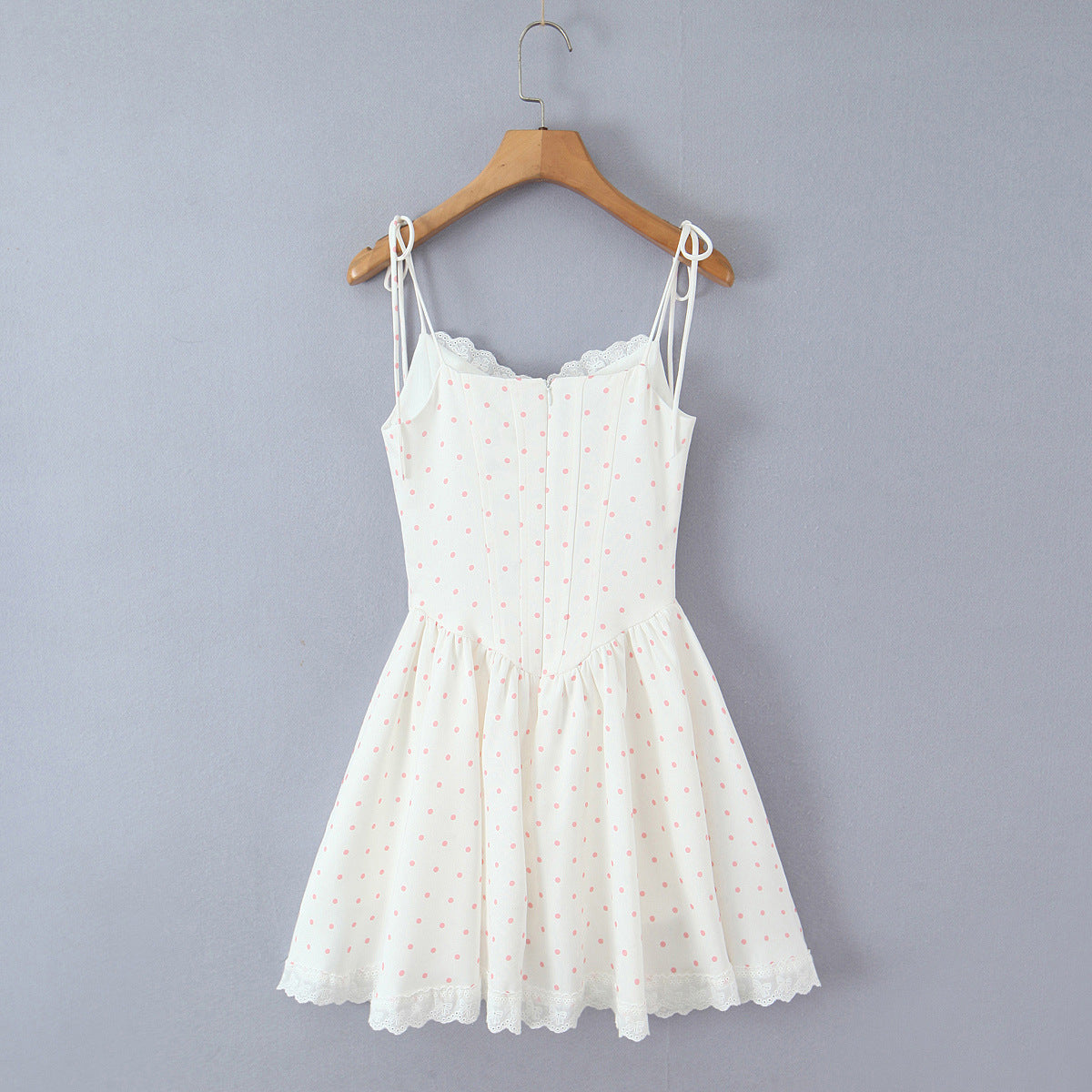 Polka Dot Dress Sleeveless Collarless Knee-Length Dress In Polyester Fabric