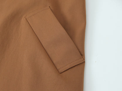 Single Breasted Women's Trench Coat With Lapel Collar And Long Sleeves, Regular Fit In Polyester Fabric