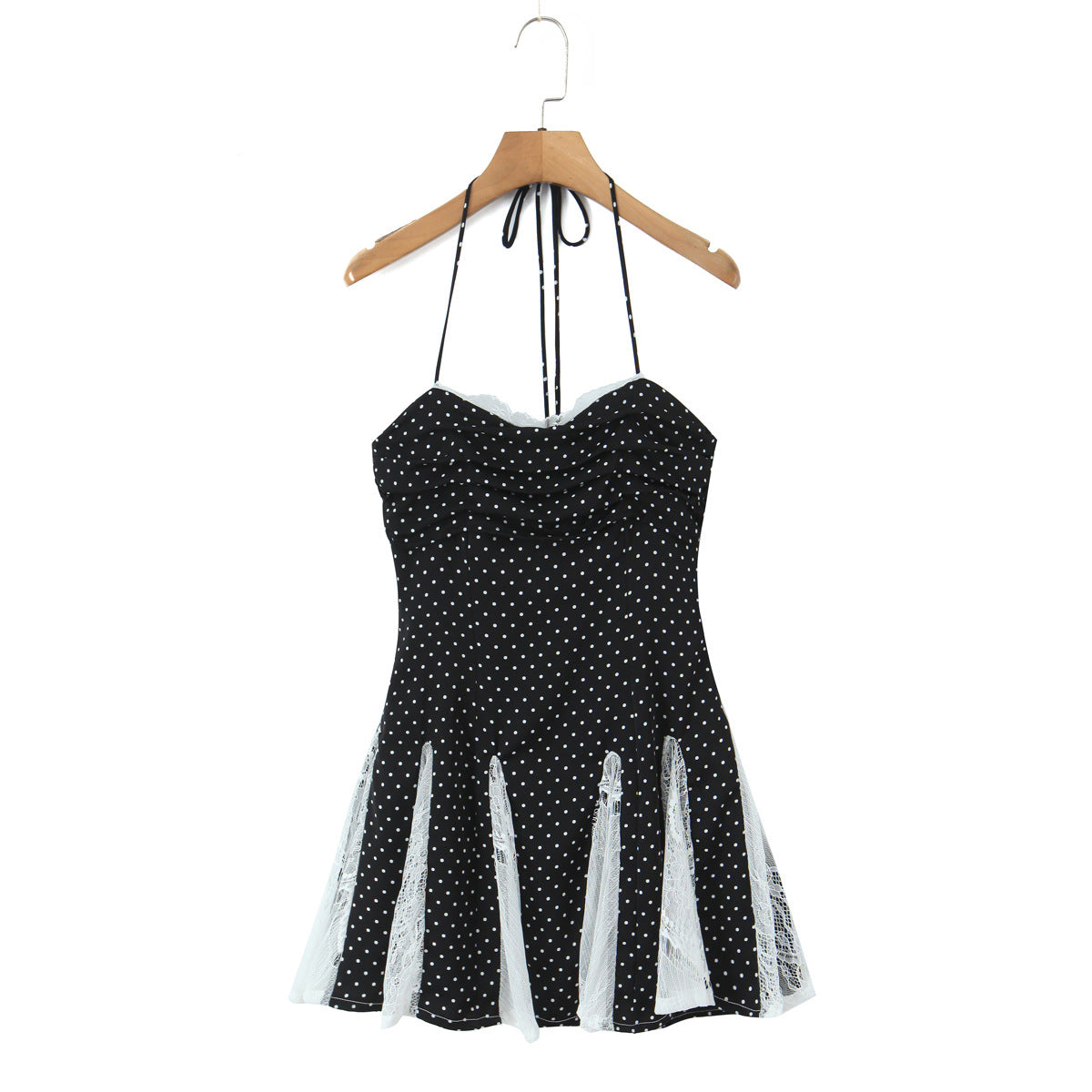 Sexy Color Block Polka Dot Dress Sleeveless Collarless Design In Polyester Knee-Length