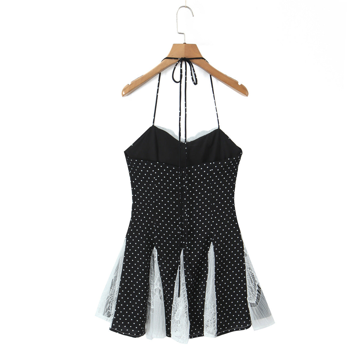 Sexy Color Block Polka Dot Dress Sleeveless Collarless Design In Polyester Knee-Length