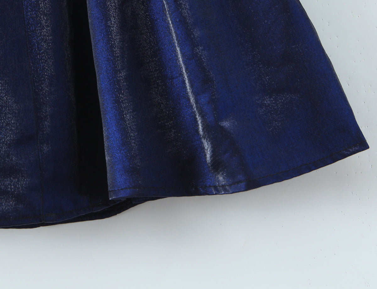 Solid Color Sleeveless Halter Neck Party Dress In Polyester With Knee-Length And Folds Design