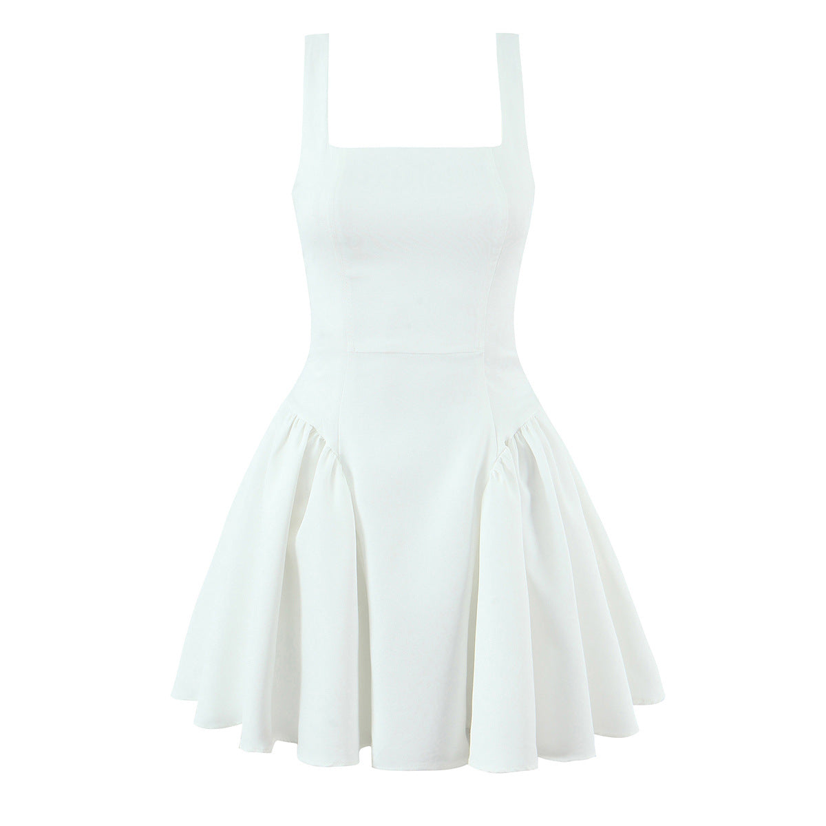 Sleeveless Ball Gown Dress With Boat Neck In Polyester Fabric, Knee-Length, Regular Fit
