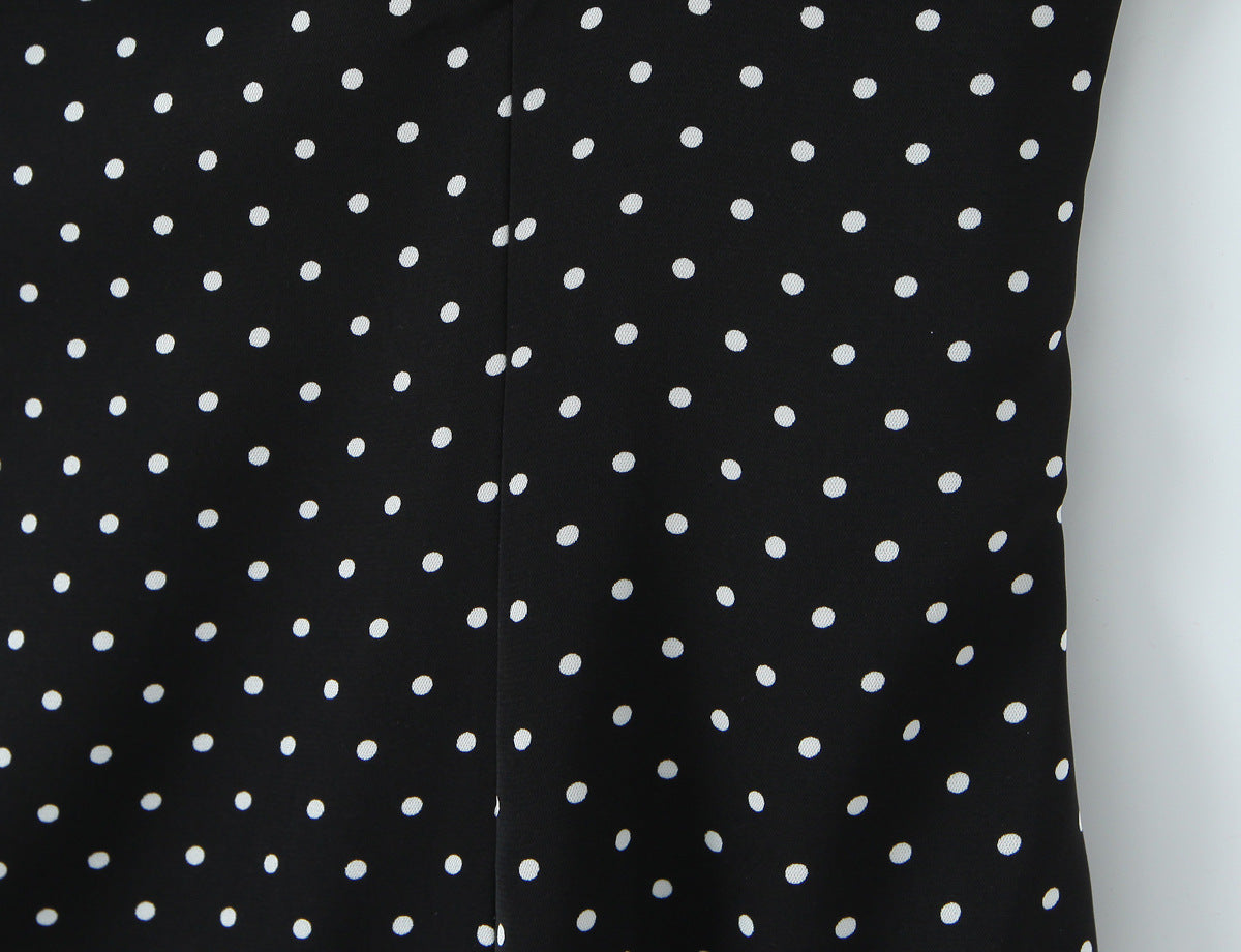 Sexy Color Block Polka Dot Dress Sleeveless Collarless Design In Polyester Knee-Length