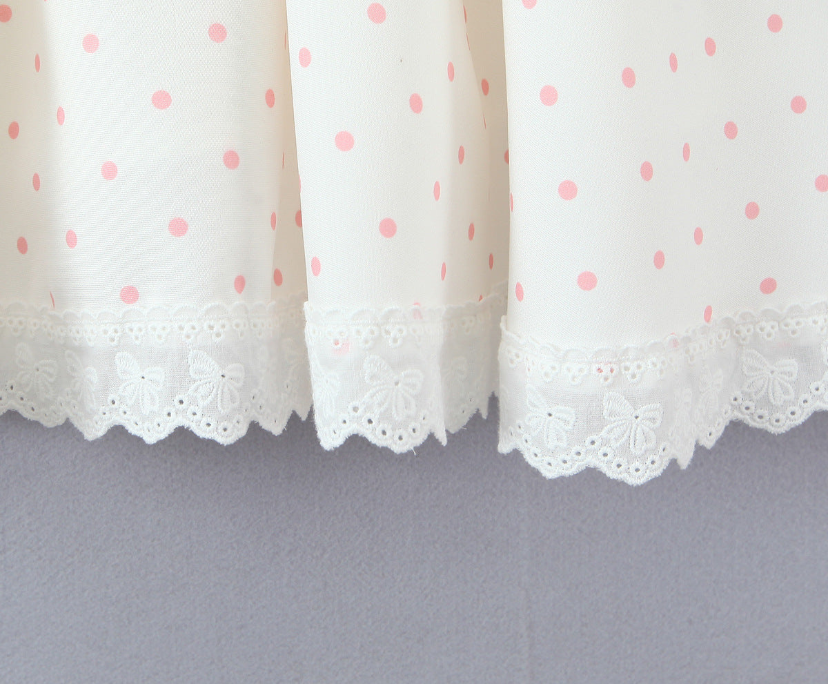 Polka Dot Dress Sleeveless Collarless Knee-Length Dress In Polyester Fabric