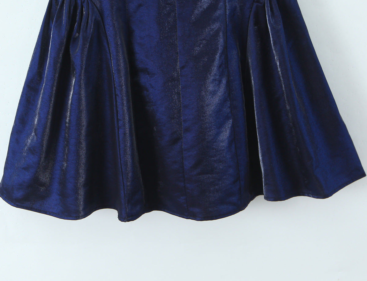 Solid Color Sleeveless Halter Neck Party Dress In Polyester With Knee-Length And Folds Design