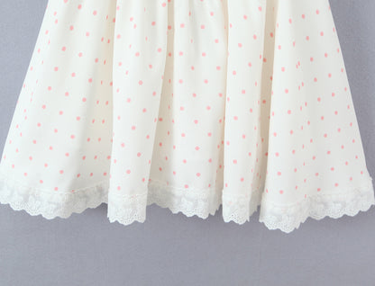 Polka Dot Dress Sleeveless Collarless Knee-Length Dress In Polyester Fabric