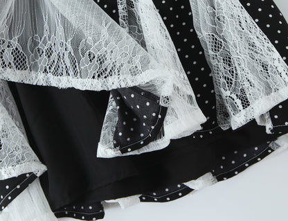 Sexy Color Block Polka Dot Dress Sleeveless Collarless Design In Polyester Knee-Length
