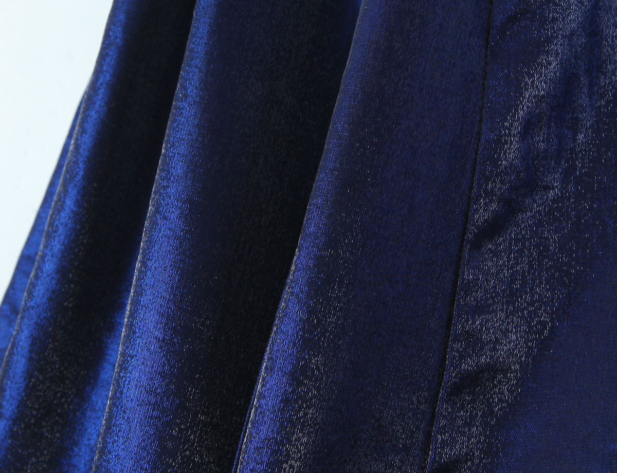 Solid Color Sleeveless Halter Neck Party Dress In Polyester With Knee-Length And Folds Design