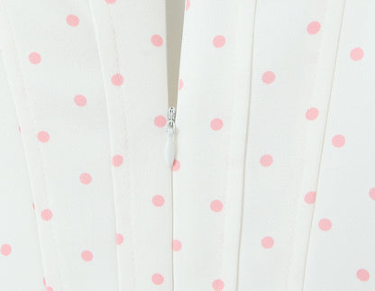 Polka Dot Dress Sleeveless Collarless Knee-Length Dress In Polyester Fabric