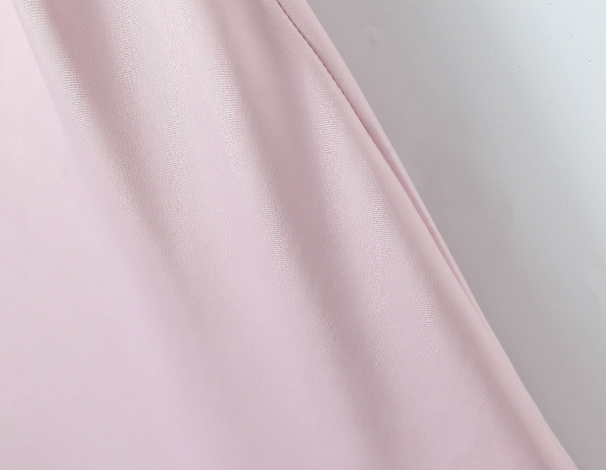 Sleeveless Satin Dress With Strap Neckline In Polyester Fabric, Slim Fit Maxi Long Dress