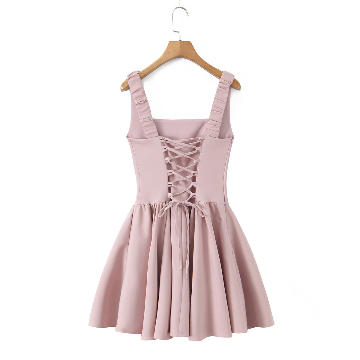 Sleeveless Ball Gown Dress With Boat Neck In Polyester Fabric, Knee-Length, Regular Fit