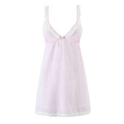Stripe Sleeveless Tank Dress With Plunging Neck In Polyester Fabric, Knee-Length Style