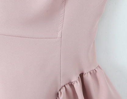Sleeveless Ball Gown Dress With Boat Neck In Polyester Fabric, Knee-Length, Regular Fit