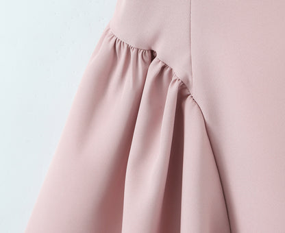 Sleeveless Ball Gown Dress With Boat Neck In Polyester Fabric, Knee-Length, Regular Fit