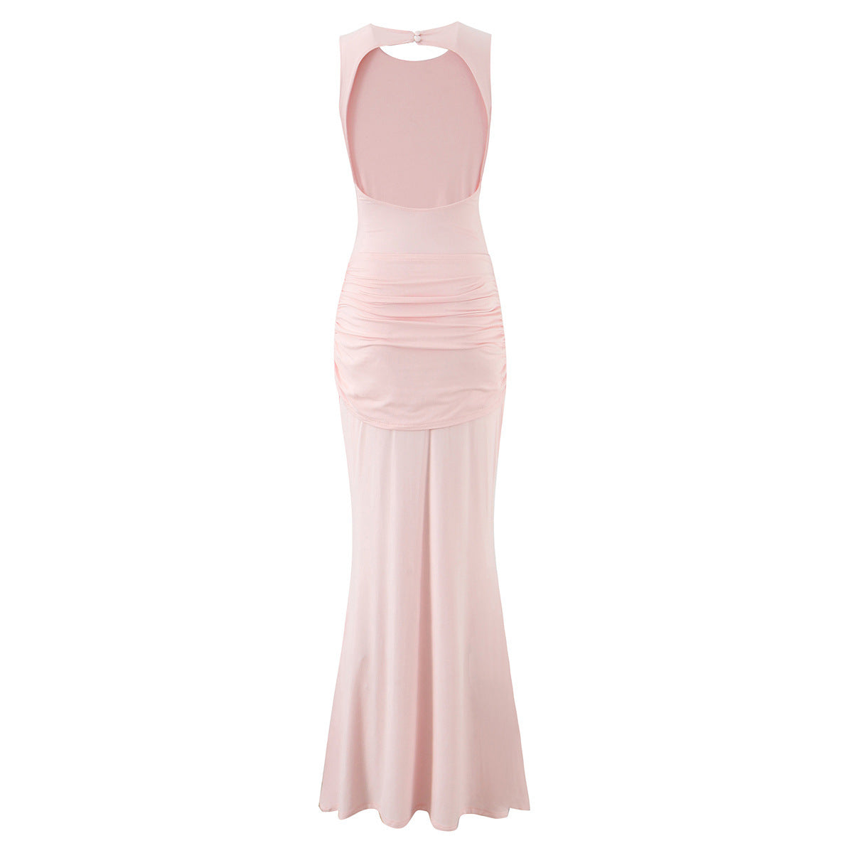 Sleeveless Party Dress With Round Neck In Slim Fit, Polyester Fabric Maxi Long Dress