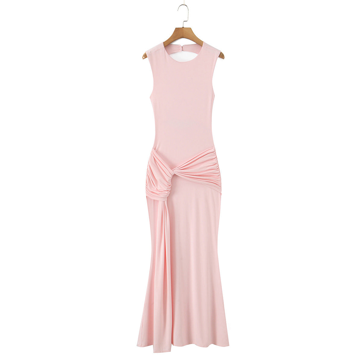 Sleeveless Party Dress With Round Neck In Slim Fit, Polyester Fabric Maxi Long Dress