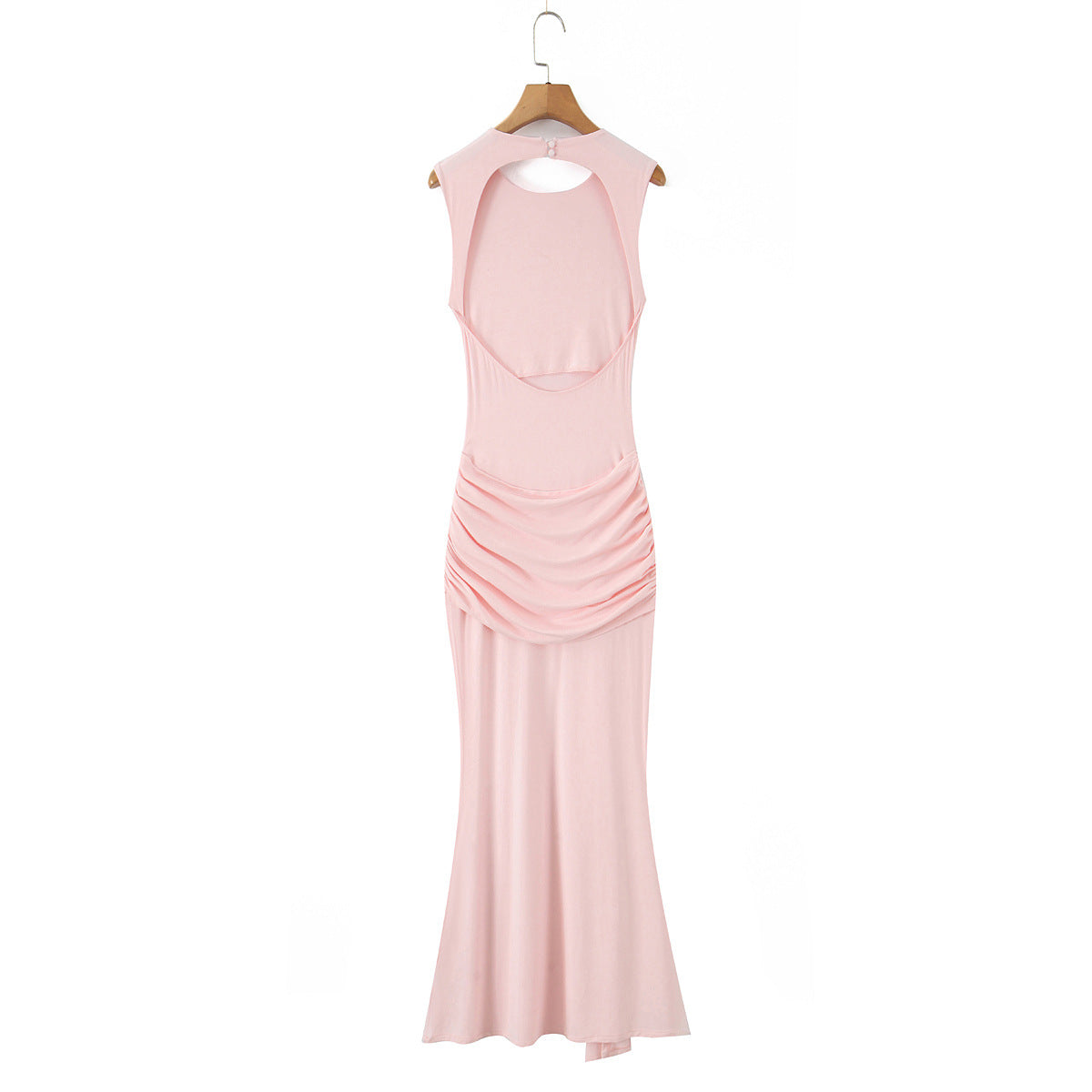 Sleeveless Party Dress With Round Neck In Slim Fit, Polyester Fabric Maxi Long Dress