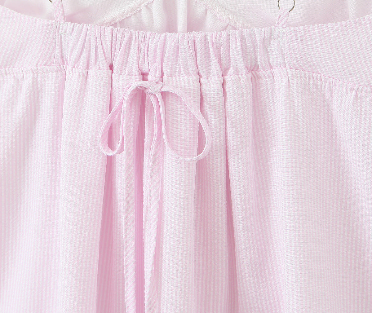 Stripe Sleeveless Tank Dress With Plunging Neck In Polyester Fabric, Knee-Length Style