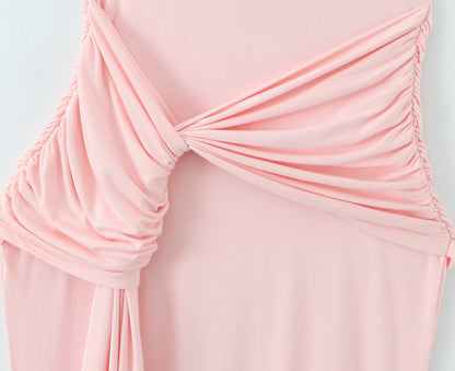 Sleeveless Party Dress With Round Neck In Slim Fit, Polyester Fabric Maxi Long Dress