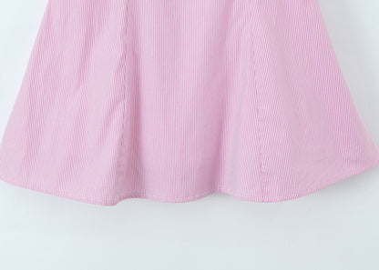 Stripe Sleeveless Halter Neck Regular Dress In Polyester With Knee-Length Design