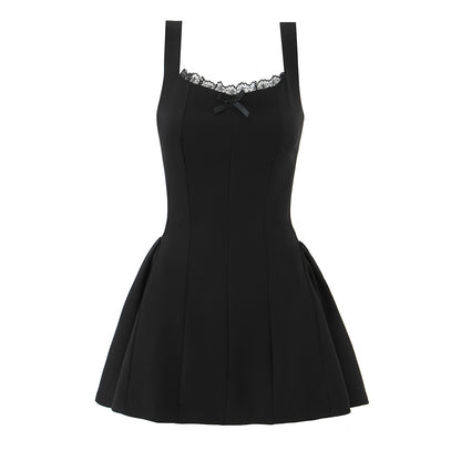 Sexy Solid Color Sleeveless Tank Dress In Polyester Fabric With Collarless Neckline, Knee-Length Design