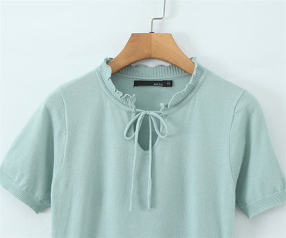 Slim Fit Sweater Dress With Short Sleeve And Round Neck In Polyester, Available As Midi Dress