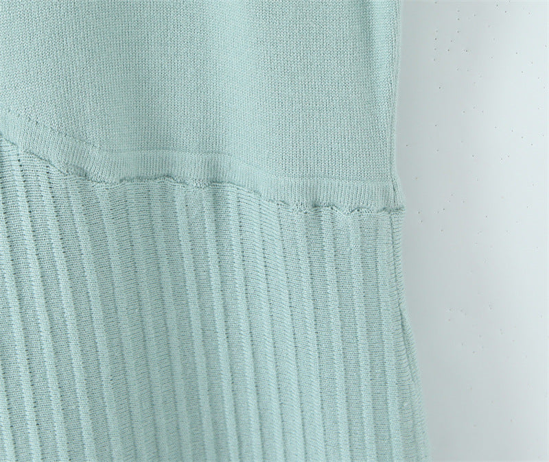 Slim Fit Sweater Dress With Short Sleeve And Round Neck In Polyester, Available As Midi Dress