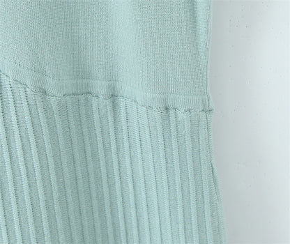 Slim Fit Sweater Dress With Short Sleeve And Round Neck In Polyester, Available As Midi Dress