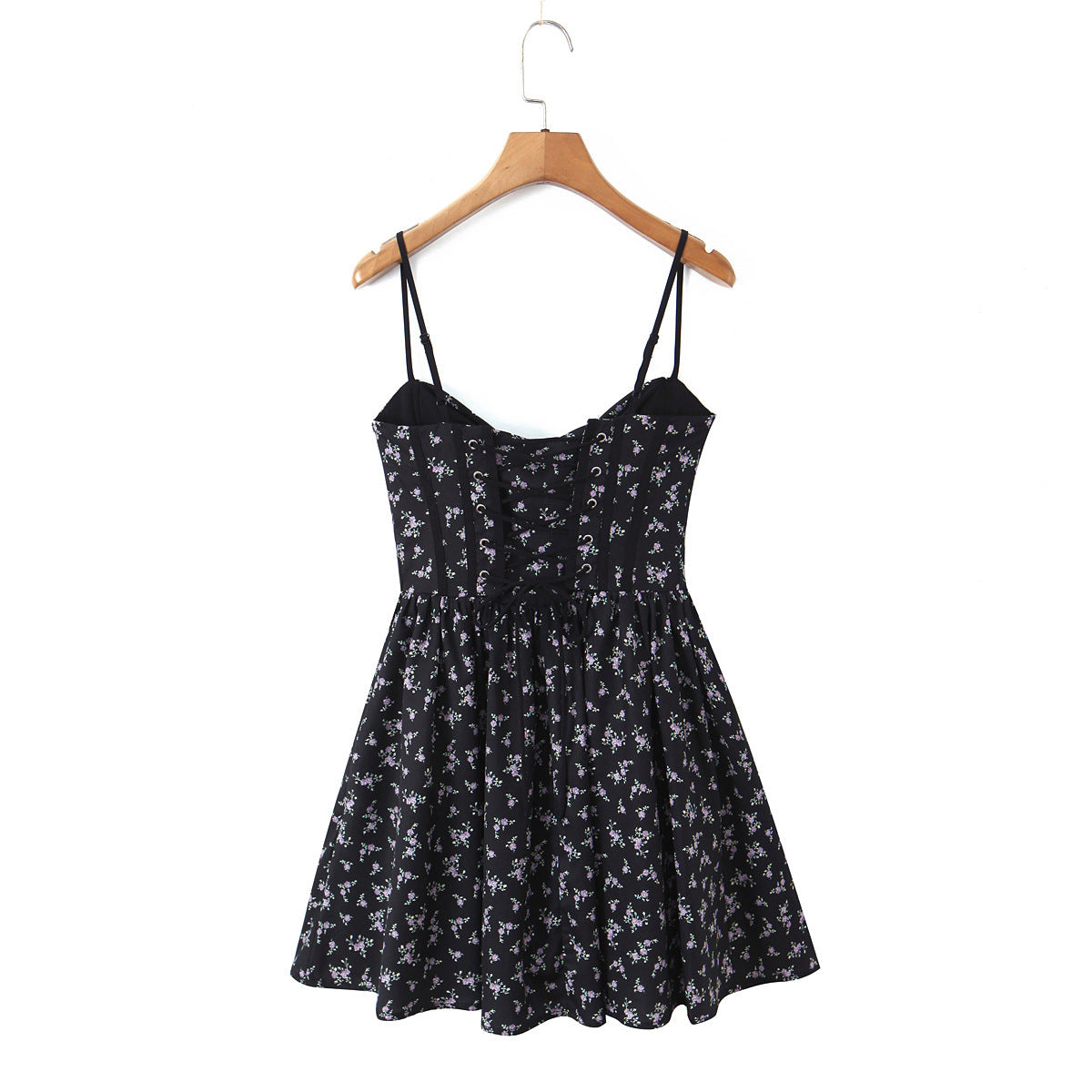 Sexy Sleeveless Floral Dress With Collarless Neckline In Polyester, Knee-Length Style