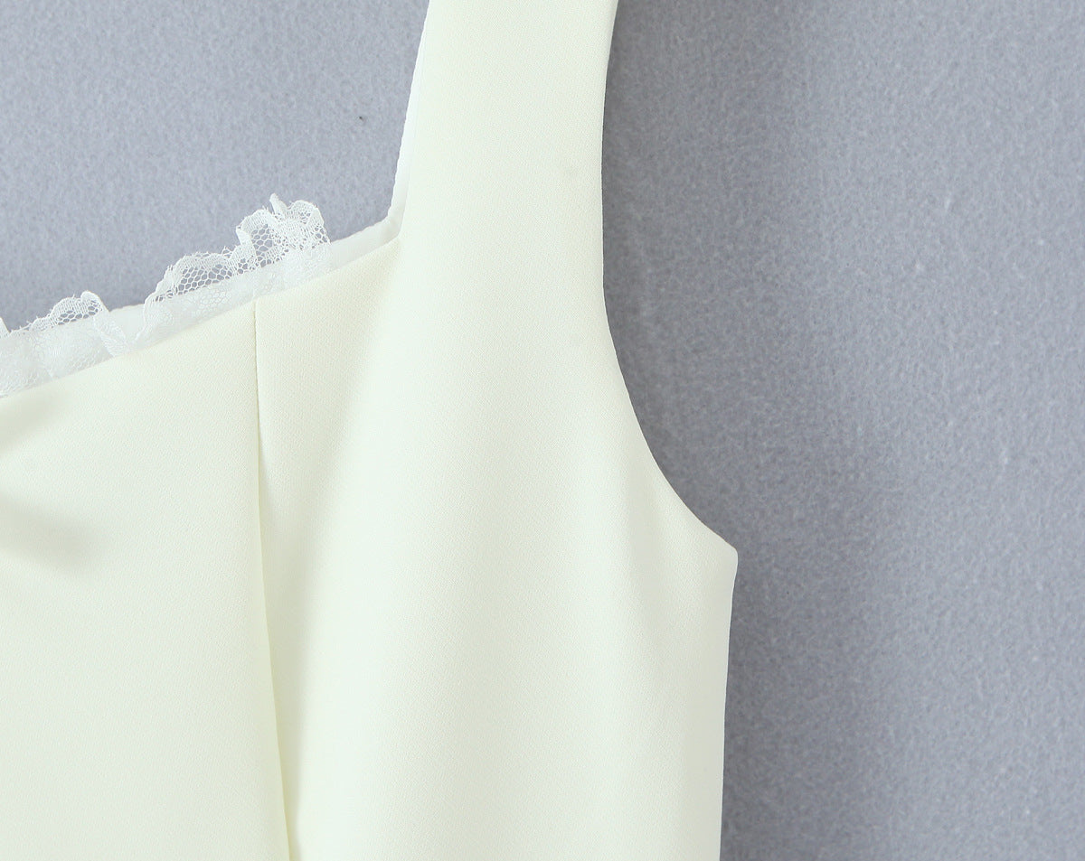 Sexy Solid Color Sleeveless Tank Dress In Polyester Fabric With Collarless Neckline, Knee-Length Design