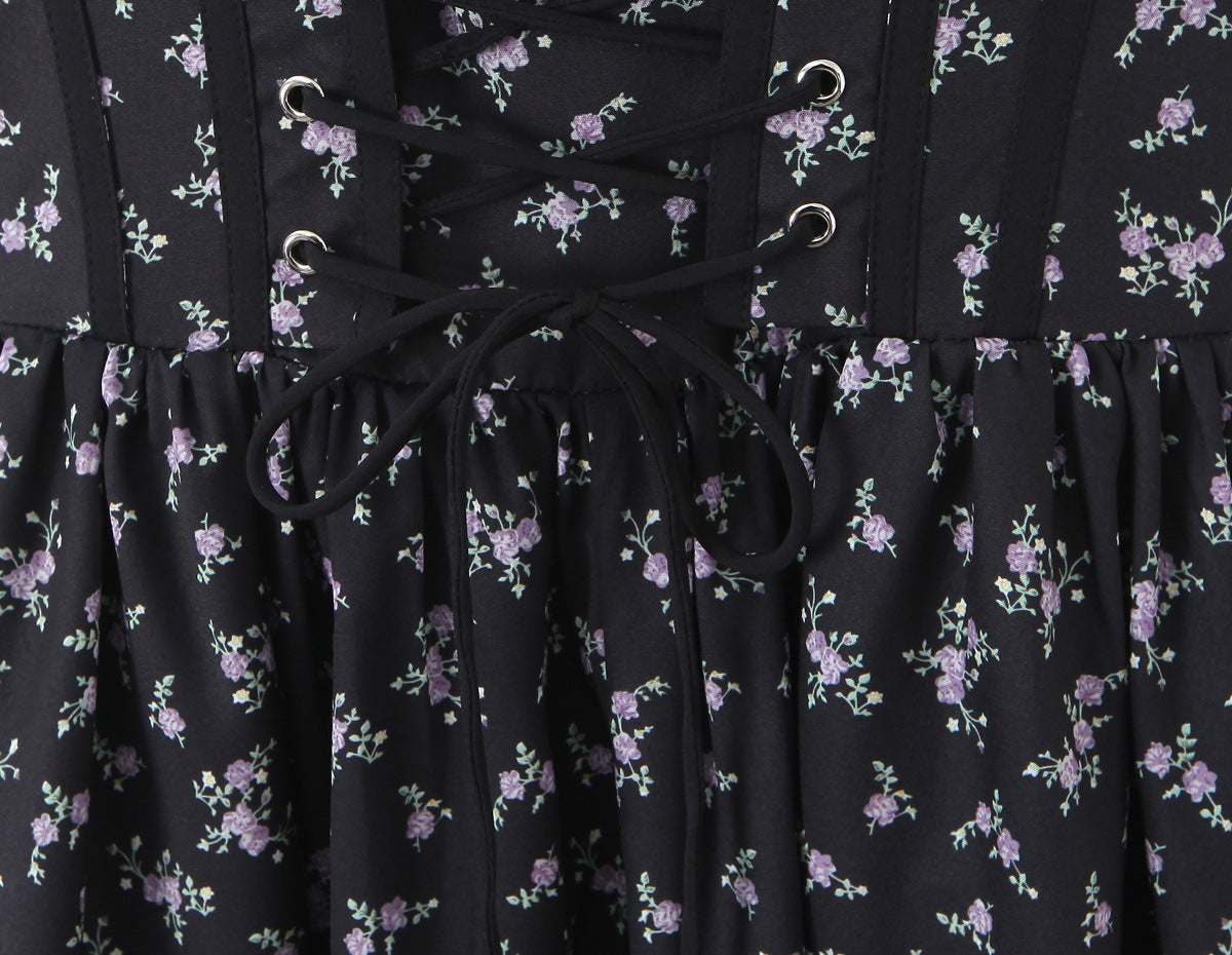 Sexy Sleeveless Floral Dress With Collarless Neckline In Polyester, Knee-Length Style